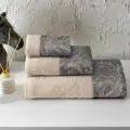 Набор махровых полотенец Tivolyo Home Elora (бежевый) с диффузором 30x50/50x100/75x150 (3 полотенца) (подарочная упаковка)