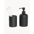 Набор для ванной комнаты аксессуаров бетонный, дозатор для мыла и стакан / 2 шт черный матовый