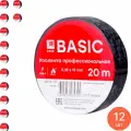 Изолента ПВХ EKF / ЕКФ Basic профессиональная 0.18х19мм, черная 20м, plc-iz-a-b / защитная лента (комплект из 12 шт)