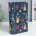 Шкатулка книга-сейф «Мельницы, штурвалы и якоря», дерево, искусственная кожа, 21×13×5 см
