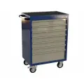 Тележка инструментальная с 7 ящиками, перфорированные боковые стенки, синяя с серыми ящиками, GRANIT-L7