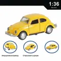 Машинка металлическая инерционная коллекционная масштабная модель 1:36 Volkswagen ; Фольксваген Жук желтый