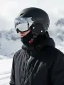 Шлем горнолыжный с очками для лыж, сноуборда и снегохода, черный