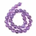 Бусины каменные, аметист, граненый, 5.5-6.5мм, 27 шт, низка