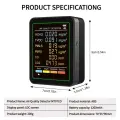 6-в-1 монитор качества воздуха PM2.5 CO2 TVOC монитор детектор качества воздуха детектор формальдегида многофункциональный бытовой Черный