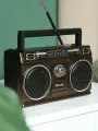 Радиоприемник ретро от сети и батареек, аналоговый -коричневый