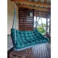 Подвесные качели, качели садовые, диван 180*100, качели для дачи, уличные качели серая с темно-зеленой подушкой