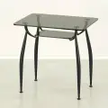 Стеклянный кухонный стол Вокал 10 серый/черный (1000х700 мм)