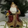 Irena-Co елочная игрушка, стекло Дед Мороз с фонарем (15х11х10см)