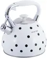 Чайник 3 л. из нержавеющей стали со свистком Kamille KM-0695 горох (0695WH / белый)