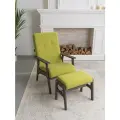 Кресло мягкое в гостиную ZASIDELIS модель Chill с пуфом для ног, на балкон, для дома, для отдыха в спальню, для кухни, интерьерное лофт, кухонное дизайнерское, деревянное 1 шт.