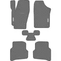 Автомобильные коврики EVA для Volkswagen Polo V седан (2009-2020), с каучуковым подпятником и 2 эмблемами, серые с серым кантом, ячейка - ромб
