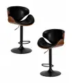 Набор 2 шт Стул барный DOBRIN KARTER BLACK, коричневый орех дерево (BWW), черный PU