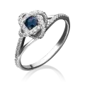 Кольцо PLATINA, белое золото, 585 проба, бриллиант, сапфир, размер 17.5