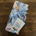 Набор для упаковки подарка BLOSSOM BLUE: упаковочная подарочная бумага, лента и двусторонний скотч