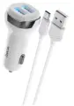 Автомобильное зарядное устройство Hoco Z40 Superior + кабель Type-C, белый