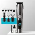 Машинка для стрижки волос 11 в 1, триммер для бороды, усов, носа, ушей и тела / станция в подарок