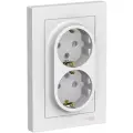Розетка двойная 4 шт Atlas Design IP20 16А Schneider Electric / Systeme Electric скрытая установка с заземлением со шторками с рамкой белый Атлас Дизайн