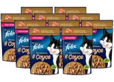 FELIX SENSATIONS для взрослых кошек с индейкой в соусе со вкусом бекона пауч 75 гр х 10 шт