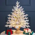 Елка настольная с гирляндой 70 см Сноу Шарм, заснеженная, 100 теплых белых LED ламп, контроллер, литая 100%, Winter Deco, 1000915