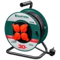Удлинитель на катушке KRAFTOOL P-315, 30м, 3500Вт, 4 гнезда, IP44, ПВС 3х1.5мм2, 55084-30