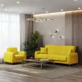 Диван раскладной Мемфис Велюр желтый / ножки - золото Djivani