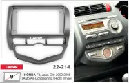 Переходная рамка Honda Fit 02-08 Jazz 02-08 руль справ с климатом (рамка Хонда Фит, Джаз) для автомагнитол 9 дюймов 230:220x130