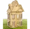 Конструктор деревянный Кукольный домик, 2 этажа, фанера 3 мм