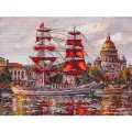 Набор для вышивания крестом Белоснежка Санкт-Петербург. Нева. Алые паруса.36.5 * 27 см