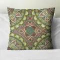 Подушка декоративная Африканские Узоры Зеленые Цветы 40х40 велюр
