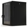 Шкаф настенный 19-дюймовый (19') 12U 650x600х600мм стеклянная дверь с перфорацией по бокам ручка с замком цвет черный (RAL 9004) (разобранный) (TWB-1266-GP-RAL9004), HYPERLINE 392634 (1 упак)
