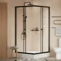 Душевое ограждение Homsly, черное, квадратное 80х80 см, коллекция Basic, 4H-028-BS80-BSC