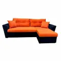 Угловой диван-кровать Амстердам оранжево-черный велюр Кабрио