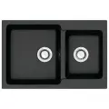 Мойка кухонная Azario Grand, прямоугольная, 2 чаши, искусственный мрамор, черная