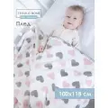 Плед для новорожденного 100х118 пушистый детский в кроватку коляску, Tessolo Home, Сердечкирозовый