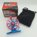 Катушка рыболовная HIGASHI HI-55S Blue/Red , инерционная, алюминиевая, всесезонная, лесоемкость 0,33мм/60м