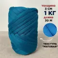 Трубчатая Толстая пряжа Матовая 1 кг для вязания руками. Толщина нити 3 см, оттенок синий