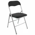 Стул складной BRABIX «Golf CF-007», серебристый каркас, кожзам чёрный