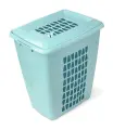Корзина для белья Молетта 60л прямоугольная с крышкой бирюзовая С702БИР
