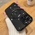 Прозрачный чехол для iPhone 16 Pro, глянцевый, с магнитным креплением, TPU, графитово-черный