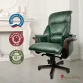 Компьютерное кресло руководителя офисное Давос, кожаное, зеленое (Pino)