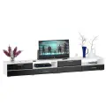 Две ТВ тумбы Ларго 1,4 цвет корпус белый/фасады МДФ чёрный глянец, ШхГхВ 280х46х35 см, НЕ ун. сб.