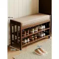 Обувница Элегантная Русская Классика, бамбуковая, трехъярусная, для переобувания, темно-коричневая,60х27х44 см