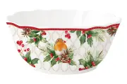 Салатник, 20х8 см, фарфор P, белый, с красным кантом, Птица и ягоды, Christmas Berries Рождественские ягоды EL-R1491/CHBE