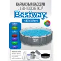 Бассейн каркасный 457x107см, Bestway 14970л, фил.-насос 3028 /ч, лестница, тент, подсв. (арт.561GD)