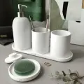 Набор аксессуаров Bordeaux : дозатор, мыльница, стакан, контейнер и поднос, белый глянцевый
