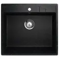 Каменная мойка для кухни врезная SURAGRAN S-15, 550*490мм, прямоугольник, цвет черный/Раковина для кухни