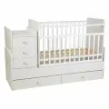 Кроватка Фея 1100 трансформер с комодом, поперечный маятник Белый