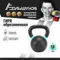 Обрезиненная гиря Александр Большунов, черная, 12кг, для дома, для зала