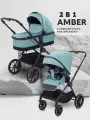 Коляска для новорожденных 2 в 1 MOWBaby AMBER арт. MB067 Mint